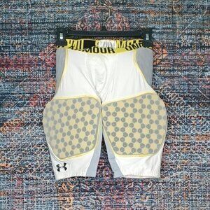 Under Armour mens white black yellow padded football compression shorts M